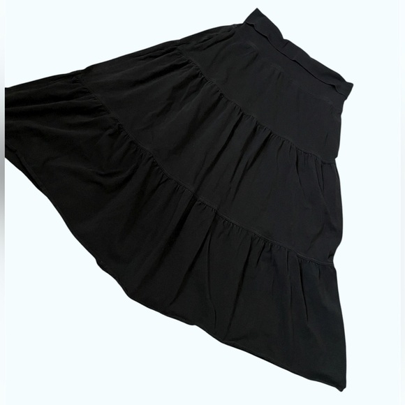 Ann Taylor LOFT | Black Tiered Midi Skirt - Picture 1 of 4